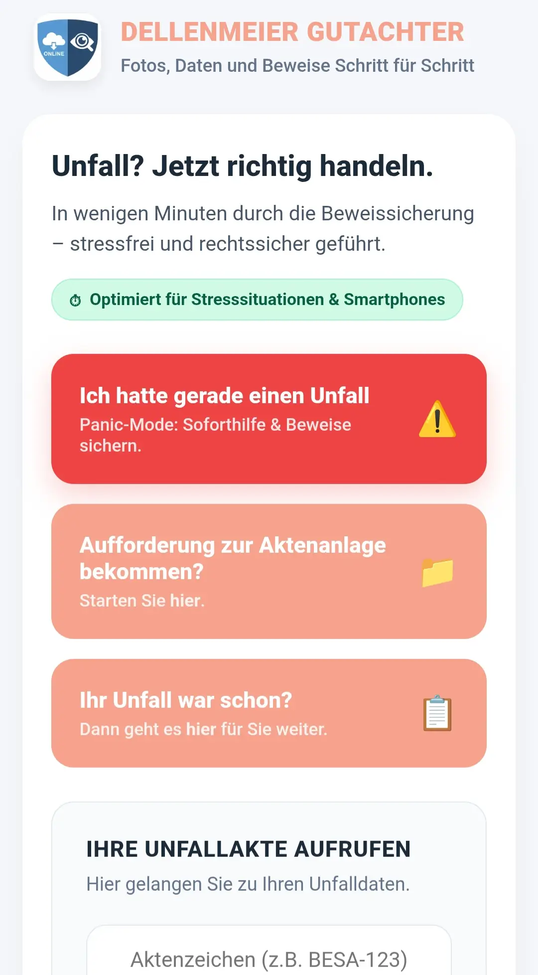 Vorschau Unfallapp