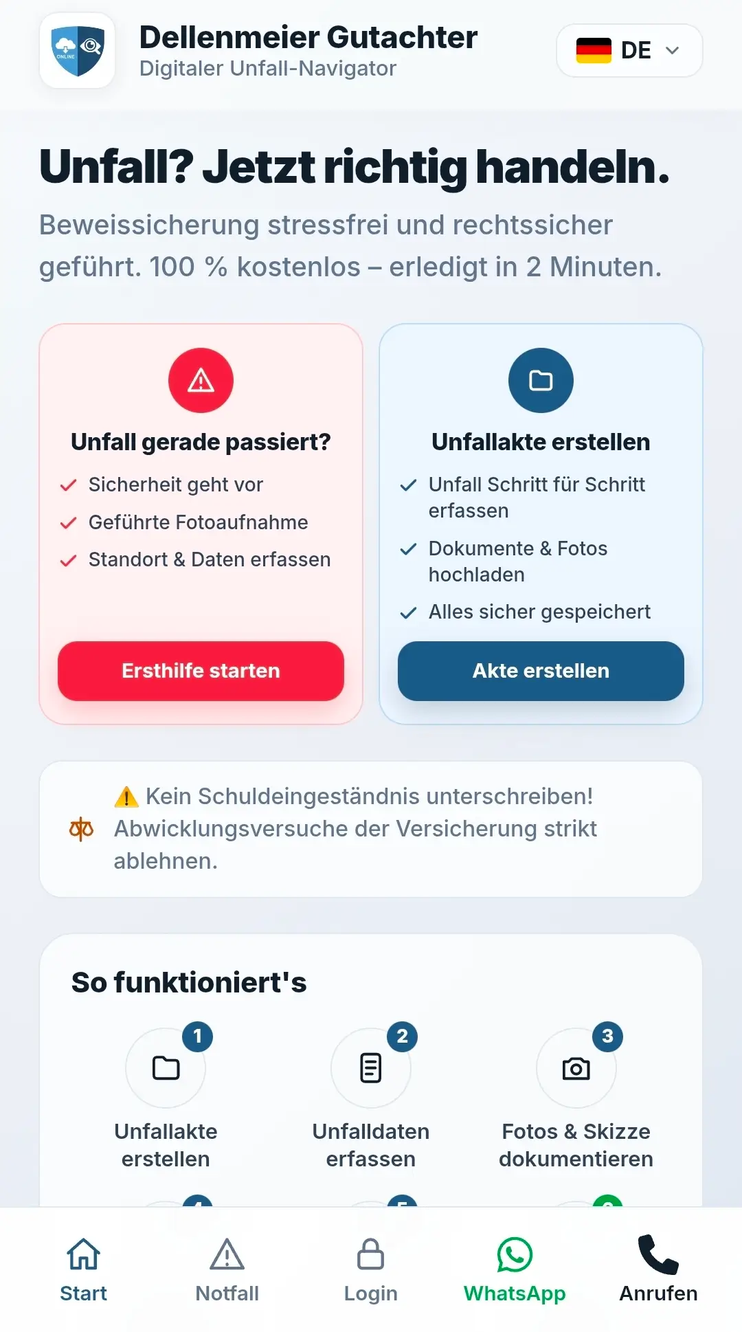 Dieselbe Startseite auf dem Smartphone als App