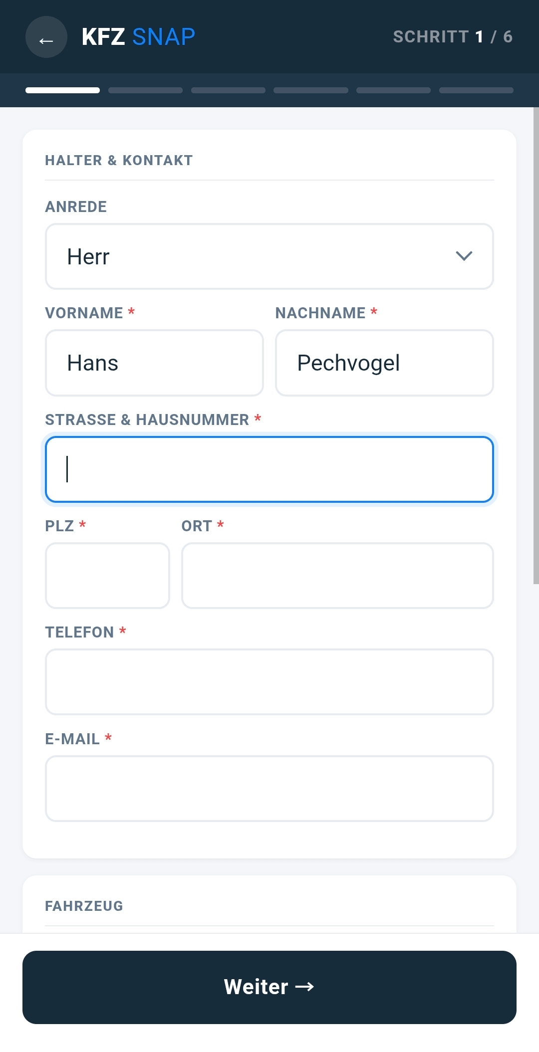 SNAP — Schadenaufnahme direkt am Unfallort