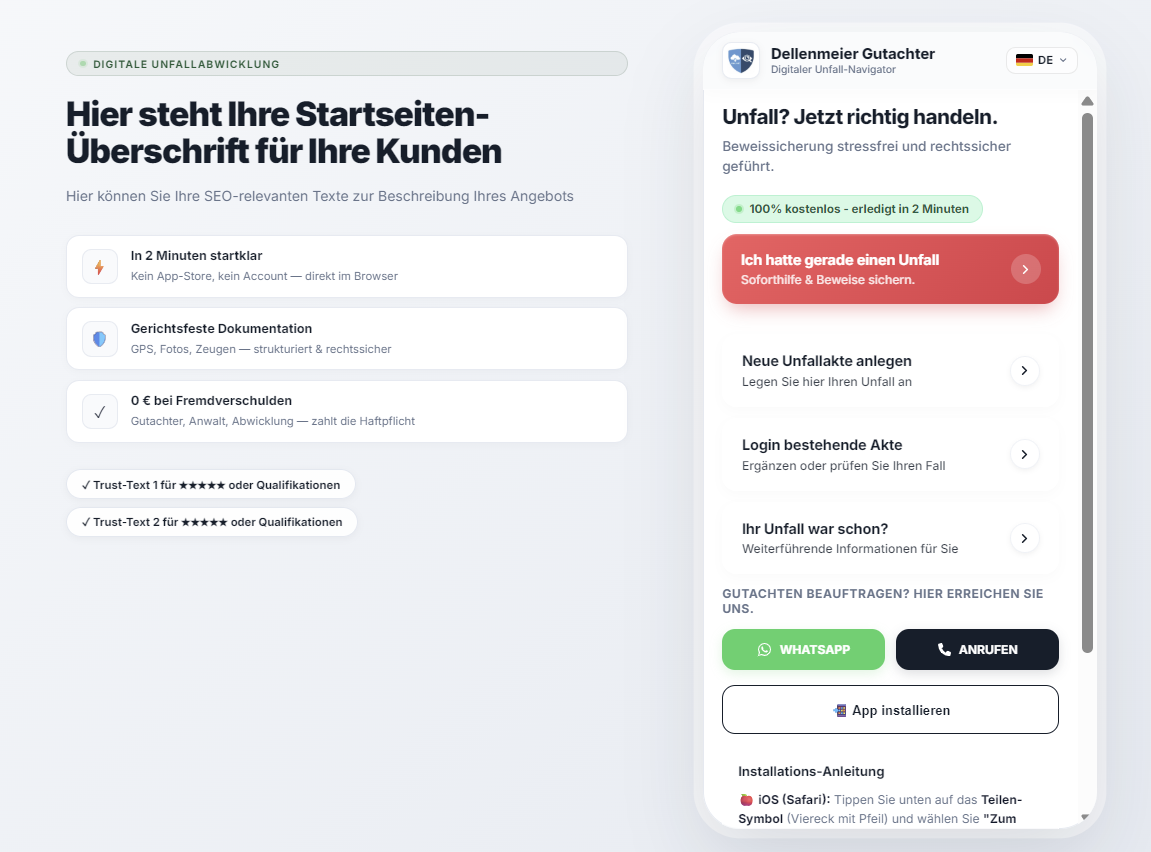 LOCAL PRO Tenant — Kunden-Frontend mit eigenem Branding