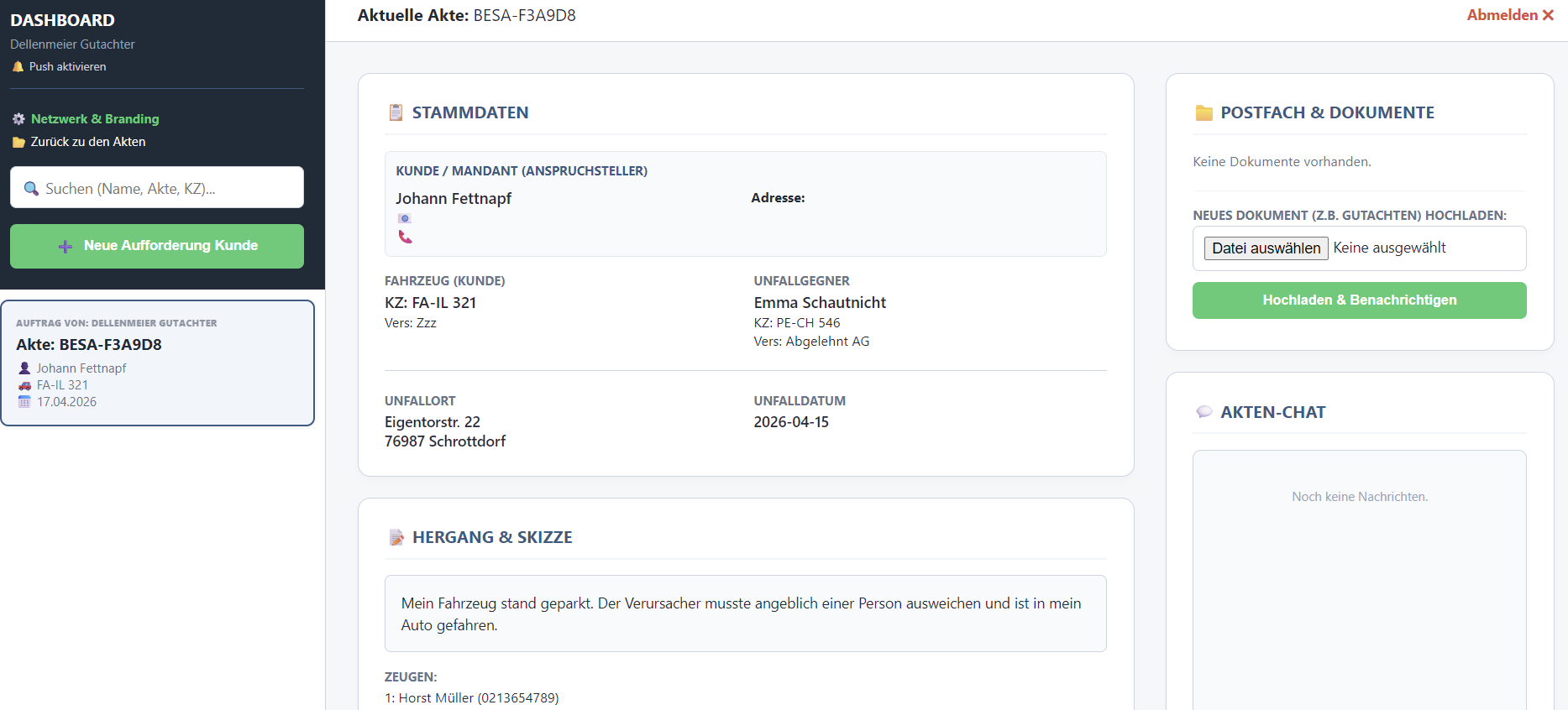 Dashboard Ansicht